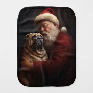 Shar Pei With Santa Claus Festive Christmas Baby Burp Cloth
