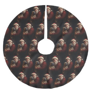 Shar Pei With Santa Claus Festive Christmas Brushed Polyester Tree Skirt