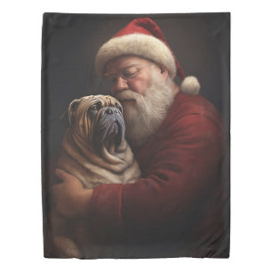 Shar Pei With Santa Claus Festive Christmas Duvet Cover