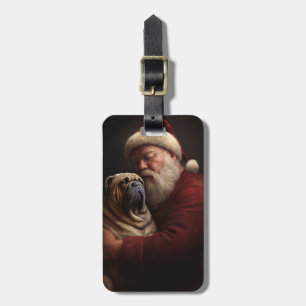 Shar Pei With Santa Claus Festive Christmas  Luggage Tag