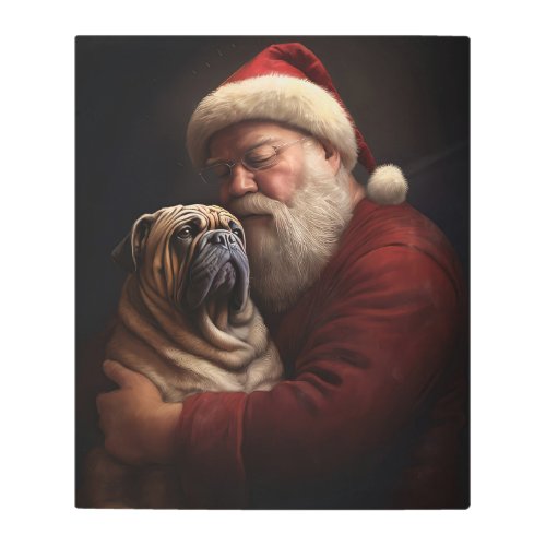 Shar Pei With Santa Claus Festive Christmas  Metal Print