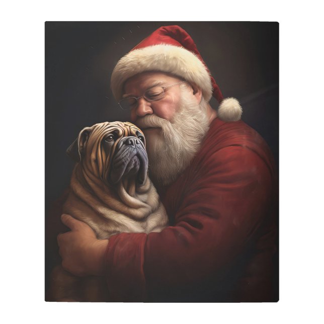Shar Pei With Santa Claus Festive Christmas  Metal Print (Front)