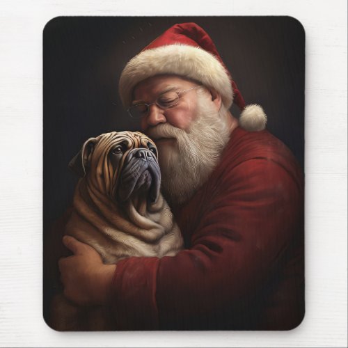 Shar Pei With Santa Claus Festive Christmas  Mouse Pad