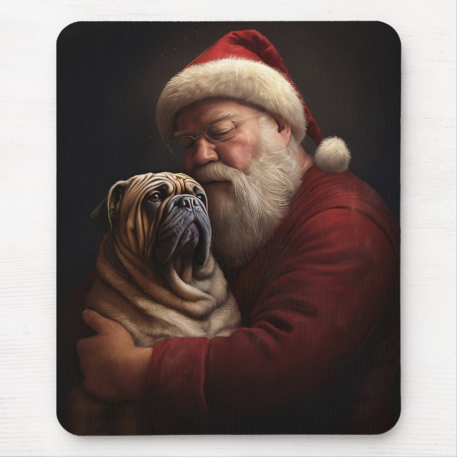 Shar Pei With Santa Claus Festive Christmas  Mouse Pad (Front)
