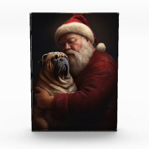 Shar Pei With Santa Claus Festive Christmas  Photo Block