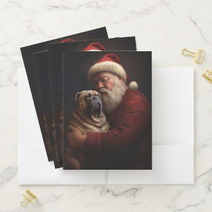 Shar Pei With Santa Claus Festive Christmas  Pocket Folder