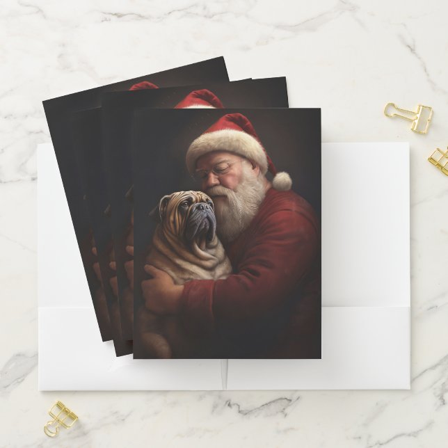 Shar Pei With Santa Claus Festive Christmas  Pocket Folder (In Situ)
