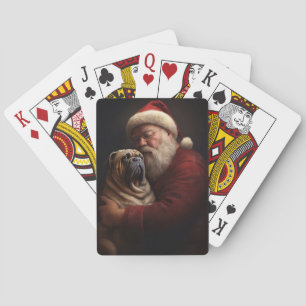 Shar Pei With Santa Claus Festive Christmas  Poker Cards