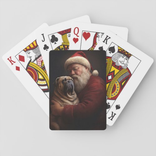 Shar Pei With Santa Claus Festive Christmas  Poker Cards