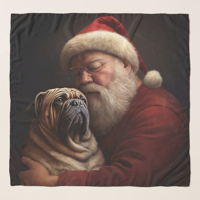 Shar Pei With Santa Claus Festive Christmas  Scarf (Front)
