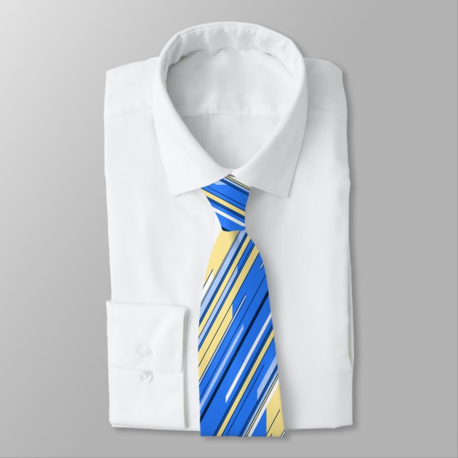 Shards Geometric Diagonal Striped Blue Two-sided Tie (Tied)