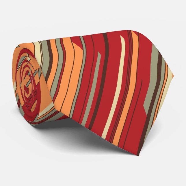 Shards Geometric Diagonal Striped Red Two-sided Neck Tie (Rolled)