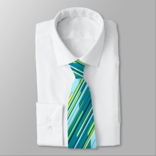 Shards Geometric Diagonal Striped Teal Two-sided Tie