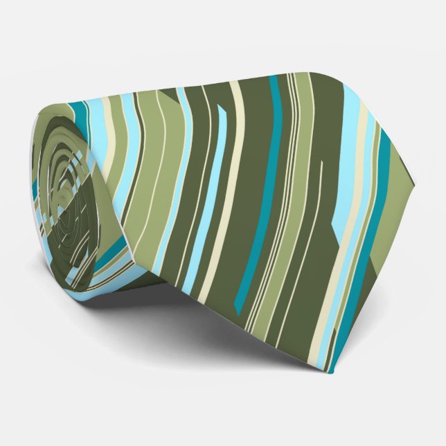 Shards Geometric Striped Green Single-sided Neck Tie (Rolled)