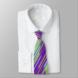 Shards Geometric Striped Violet & Moss Two-sided Neck Tie