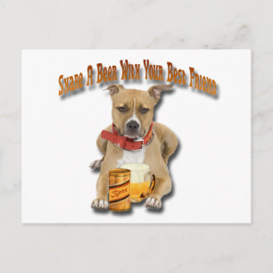 Share A Beer With American Staffordshire Terrier Postcard