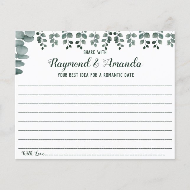 Share a Date Idea for Couple Bridal Shower card Flyer (Front)