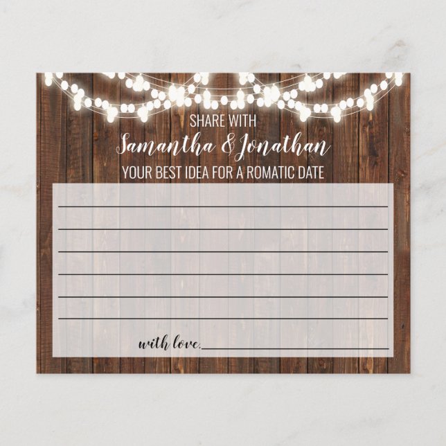 Share a Date Idea Rustic Bridal Shower Card Flyer (Front)