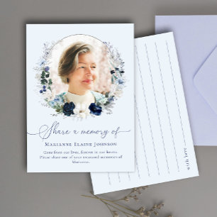 Share a Memory Blue Floral Celebration of Life Enclosure Card