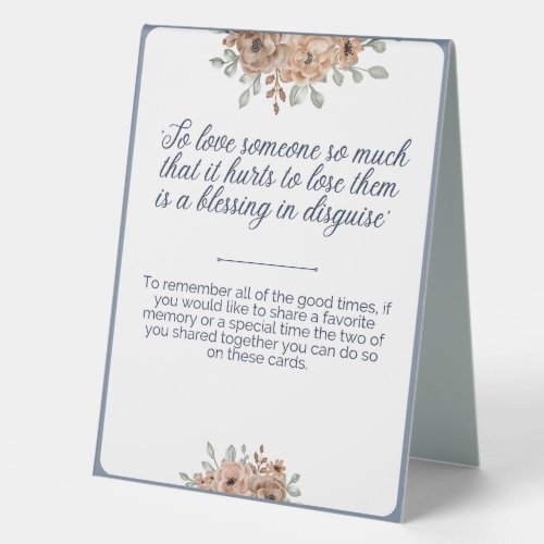 Share a memory board for funeral floral funeral  table tent sign