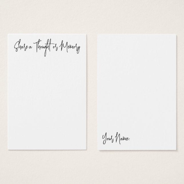 Share a Memory, Celebration of Life Memorial Card (Front & Back)