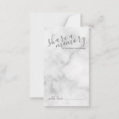 Share a Memory Elegant Marble Script Wedding Advice Card