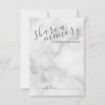 'Share a Memory' Elegant Marble Script Wedding Advice Card<br><div class="desc">Add a personal touch to your wedding with a modern script wedding advice and wishes card.
This card features title 'share a memory' in grey modern calligraphy font style and details in grey modern sans serif font style on white marble background.</div>