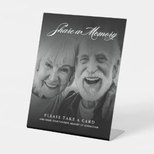 Share A Memory Elegant Script Memorial Photo Pedestal Sign