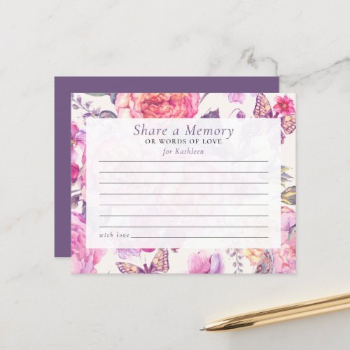 Share a Memory Floral Funeral Attendance Card