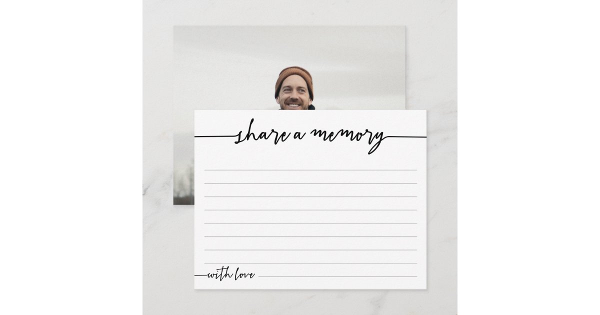Share A Memory Funeral Memorial Lined Note Card | Zazzle