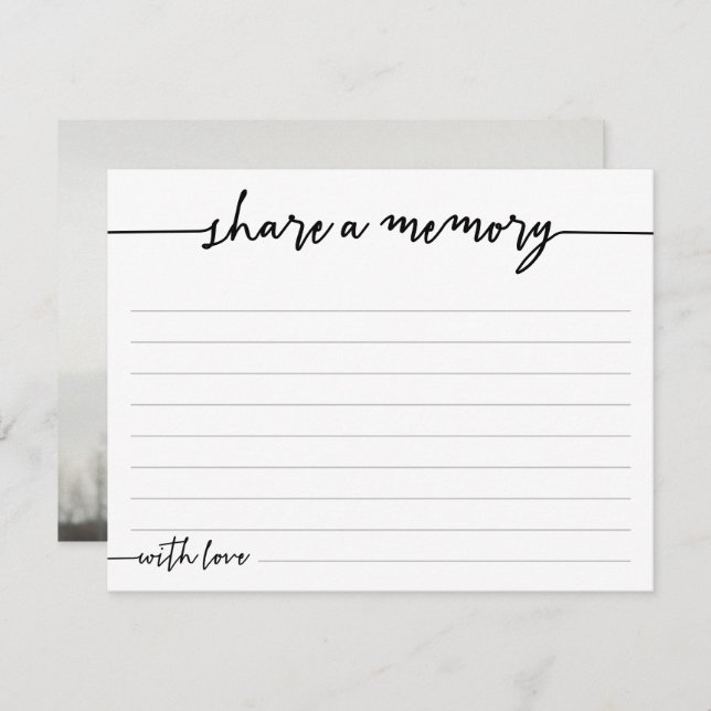 Share A Memory Funeral Memorial Lined Note Card (Front/Back)