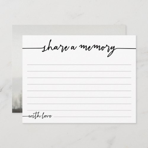 Share A Memory Funeral Memorial Lined Note Card