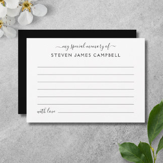 Share A Memory Funeral Tribute Postcard