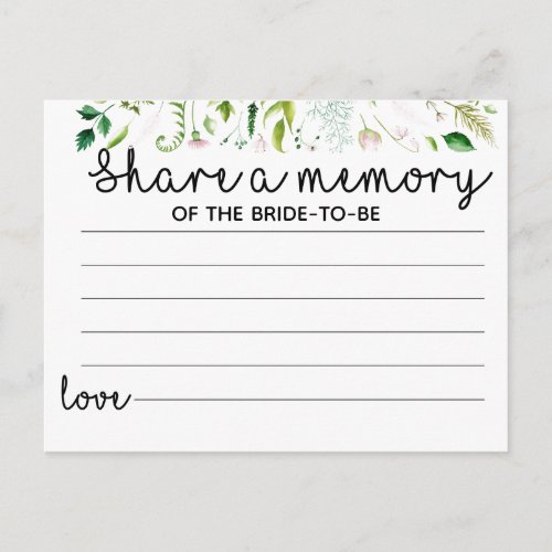 share a memory game bridal shower postcard