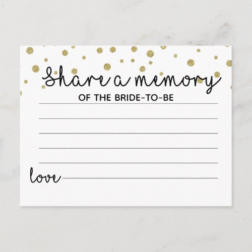 share a memory game bridal shower postcard