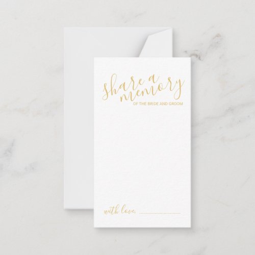 Share a Memory Gold Modern Script Wedding Advice Card