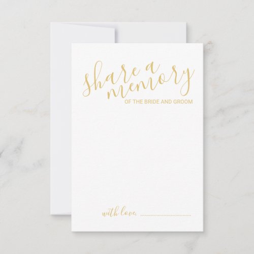 Share a Memory Gold Modern Script Wedding Advice Card