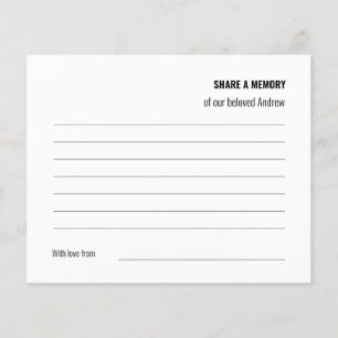 Share a Memory Loving Word Funeral Attendance