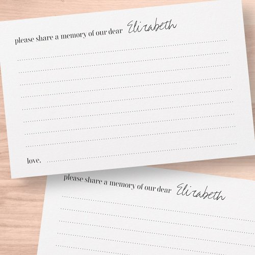 Share a Memory Loving Word Funeral Attendance Card
