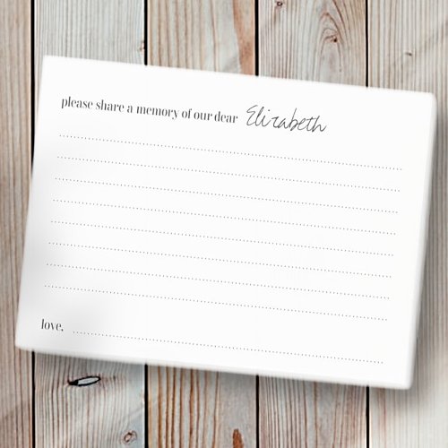 Share a Memory Loving Word Funeral Attendance Card Post_it Notes