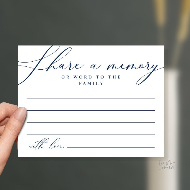 Share a memory Memorial Funeral Service Card (Share a memory Memorial Funeral Service Card in Navy Blue)