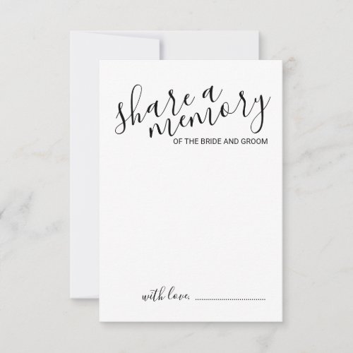 Share a Memory Modern Script Wedding Advice Card