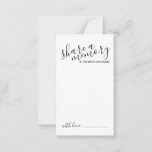 'Share a Memory' Modern Script Wedding Advice Card<br><div class="desc">Add a personal touch to your wedding with a modern script wedding advice and wishes card.
This card features title 'share a memory' in black modern calligraphy font style and details in black modern sans serif font style on white background.</div>