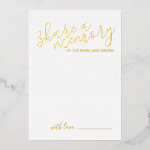 'Share a Memory' Modern Script Wedding Gold Foil Invitation
