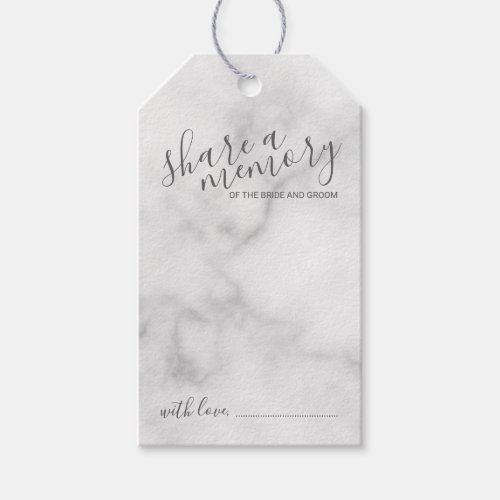 Share a Memory Modern Script Wedding Marble Gift Tags