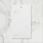 'Share a Memory' Modern Script Wedding Silver Foil Gift Tags<br><div class="desc">Add a personal touch to your wedding with a modern script wedding advice and wishes silver foil tag card.

This card features title 'share a memory' in real silver foil modern script font style and details in modern sans serif font style on white background.</div>