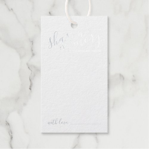 Share a Memory Modern Script Wedding Silver Foil Gift Tags