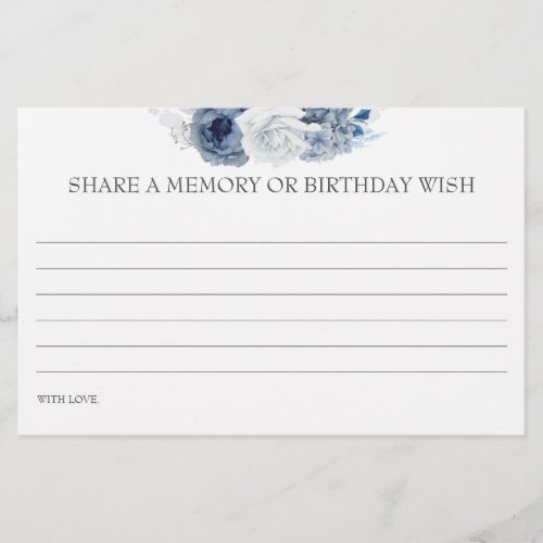Share a Memory or Birthday Wish Birthday Game Card