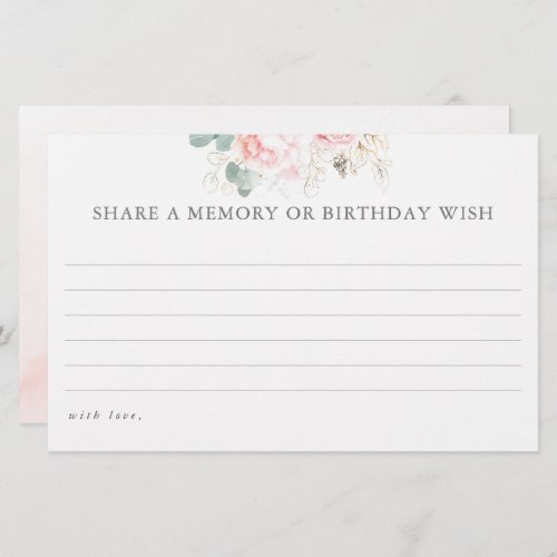 Share a Memory or Birthday Wish Birthday Game Card