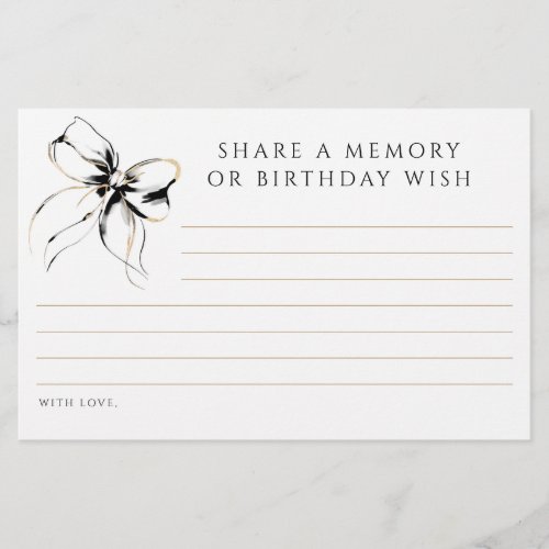 Share a Memory or Birthday Wish Black Bow Card